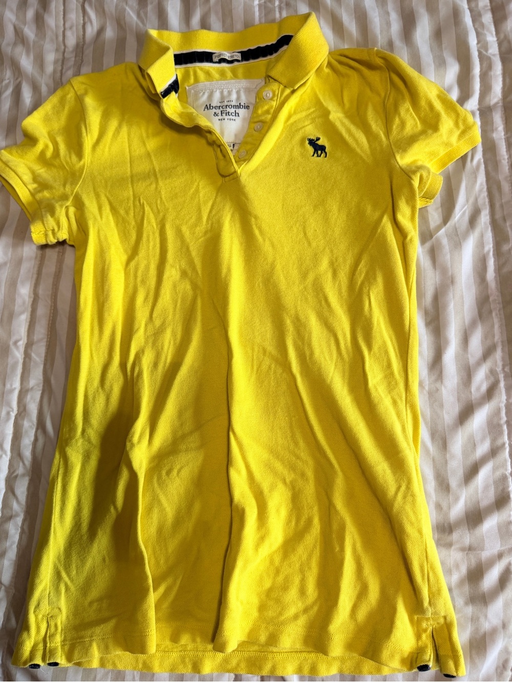 Abercrombie & Fitch Bright Yellow Polo with Navy Moose Logo